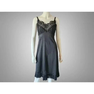 Vintage 50s Black Lace Slip L / XL